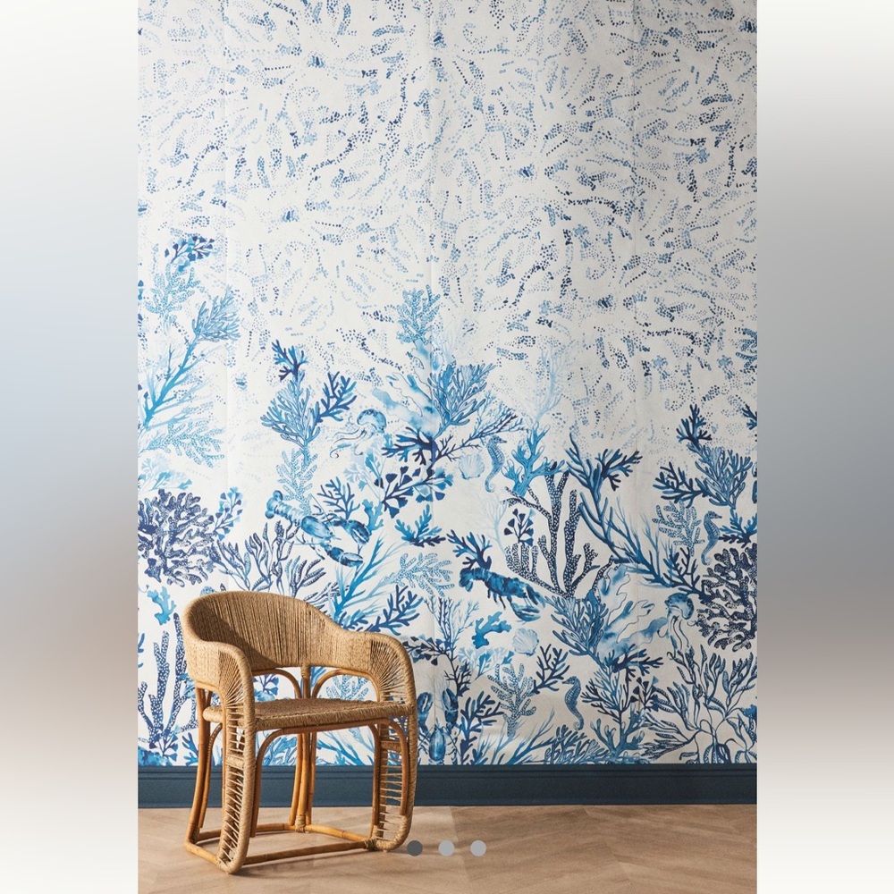 Anthropologie Blue and White Coral Wallpaper